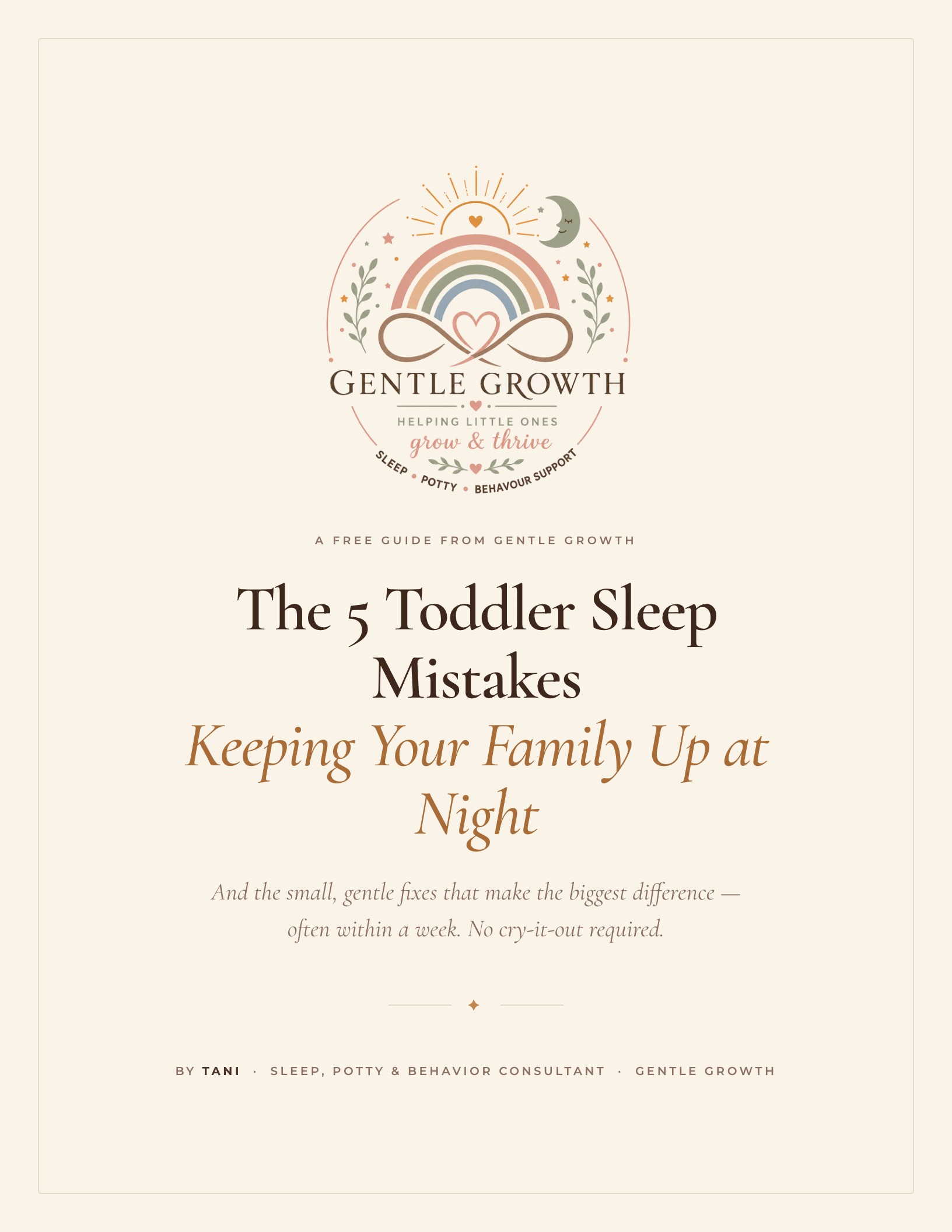 The 5 Toddler Sleep Mistakes Keeping Your Family Up at Night — free guide by Tani, Gentle Growth